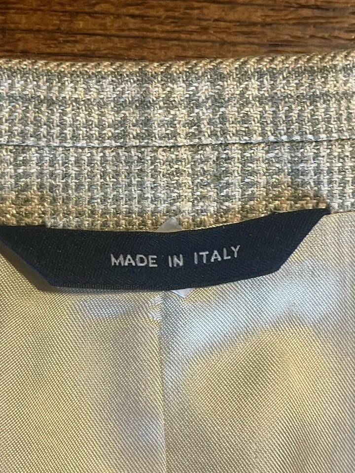 Blazer Brooks Brothers Para Hombre 40S Tostado A Cuadros Seda Lana Lino Hecho en Italia Foto 2 de 4