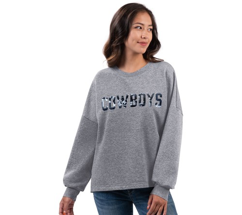 Unbranded Women's Top Sweater Sz M NFL Dallas Grey Shining Crewneck Gray A612989