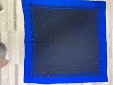 Christian Dior Silk Scarf Blue Patterned 82cm Square Used