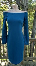 Eliza J Off the Shoulder Scuba Sheath Dress Sz 4  Hunter Green