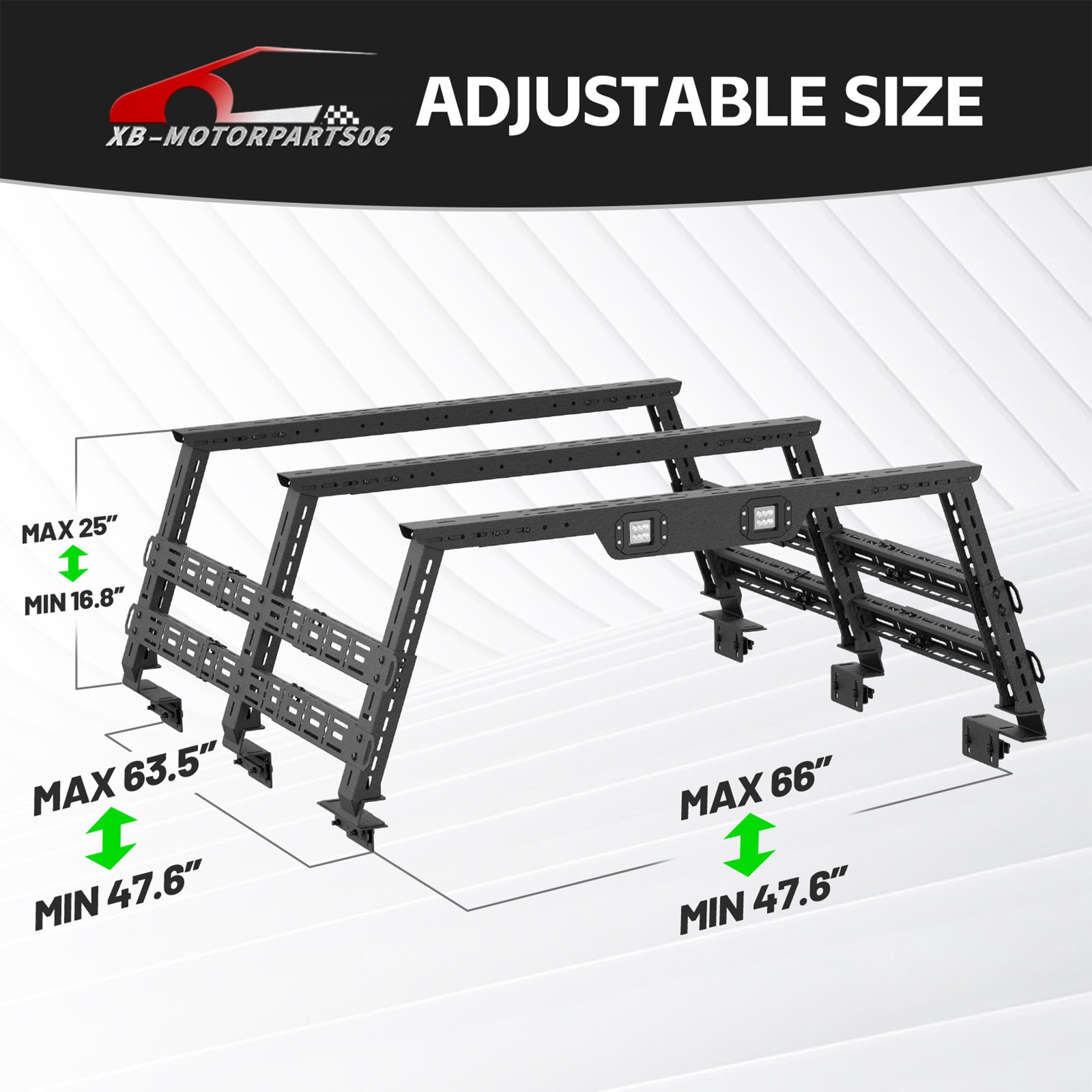 16.8-25" High Bed Racks Truck Cargo Carrier For Tacoma/Tundra/Titan/Frontier/JT