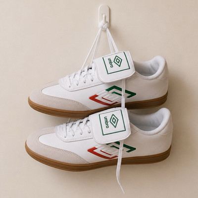 Umbro Men's Low Top Lace-Up Sneakers White Green Red Gum Rubber Sole NWB