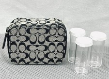 COACH Signature Black Canvas Triple Pill Case Box