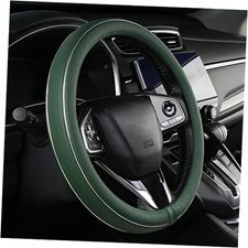 Leather Steering Wheel Cover Fiber Strip Car Steering Wheel Cover Green