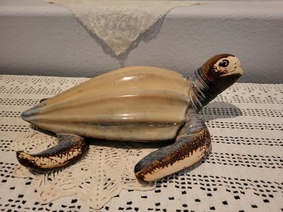 Unique Large Glazed Ceramic Leatherback Turtle Figurine 13'' Long 