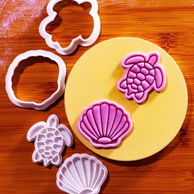 Ocean Party Mini 2'' Ausstecher & Stempel Set - Meeresschildkröte & Muschel Meer Meer