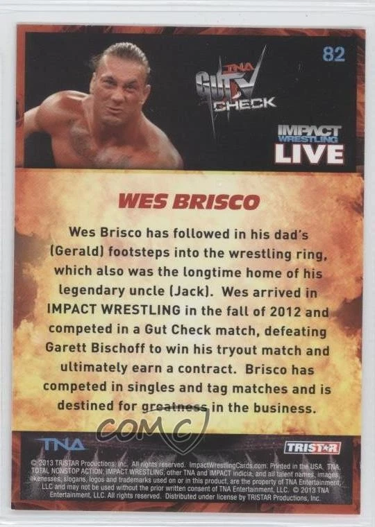2013 TRISTAR TNA Impact Wrestling Live Wes Brisco #82 - Image 2 of 2