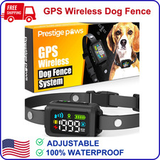 GPS Dog Tracker Collar W/ Wireless Fence   Waterproof, Rechargeable  Adjustable