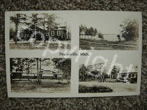 RPPC-PRUDENVILLE MI-HOUGHTON LAKE FOREST-JOHNSONS RUSTIC RESORT-MICH-ROSCOMMON
