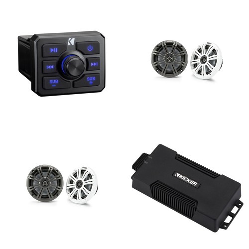 Kicker Power Sports Bundle, 51KBTR Bluetooth Source, 48PXA4004 Amp & (2) 45KM...