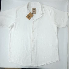 OAS After Swim White Cuba Terry Cotton Button Up Shirt Mens XXL Beach Cabana NEW