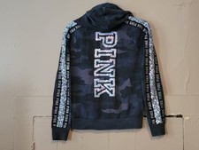 Victoria's Secret PINK Lightweight Bling Zip Up Hoodie Sweatshirt XS Sequins