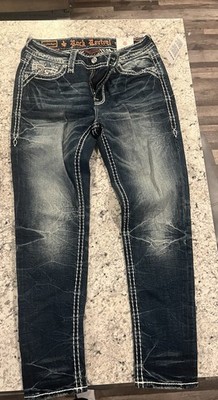 Rock Revival Amberlight Women's Mid-Rise Ankle Skinny Jeans Dark Wash Blue