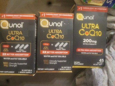 Qunol Ultra CoQ10 100mg Dietary Supplement Softgels 60Ct + 200mg 45ct Exp: 2028