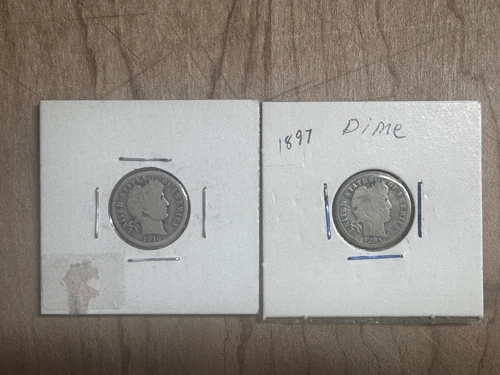 Lot of 2 Barber Silver Dimes 1897, 1916