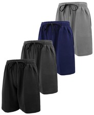 Mens Cotton Knit Gym Shorts  Mid Weight Fleece Jogger Sweat Shorts  Drawstr...
