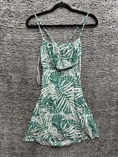 Minkpink Feeling Fresh Mini Sheath Dress Green White Crepe Square Neck Small