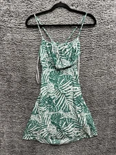 Minkpink Feeling Fresh Mini Sheath Dress Green White Crepe Square Neck Small