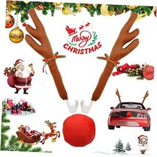 Christmas Car Decorations Car Reindeer Antlers and Nose with Jingle Bells for