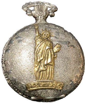 Vintage Statue Of Liberty Eagle Pocket Watch 1886-1986 New Batt RUNS