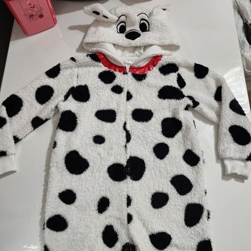 Disney Unisex Girls 101 Dalmatians Soft Plush Fur Footed Pajama Costume Size 5/6