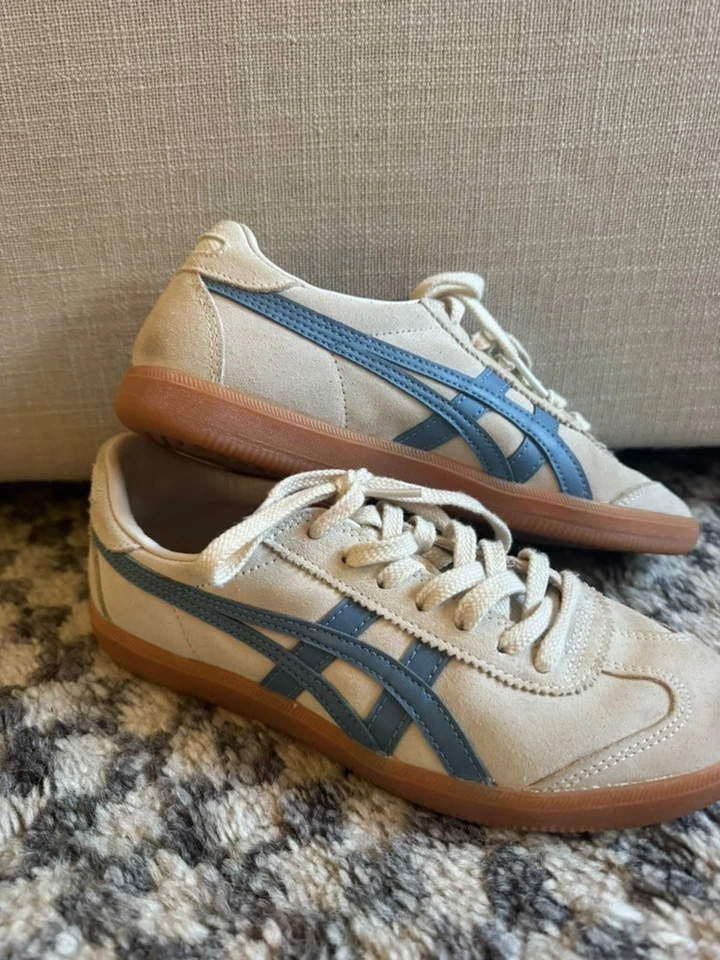 Onitsuka Tiger, Off white suede and powder blue US mens 5 - Image 3 of 4