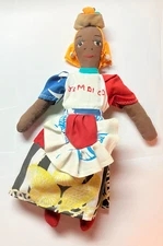 Vintage Handcrafted Jamaica Doll Caribbean Rag Cloth Doll Woman Head Basket 12in
