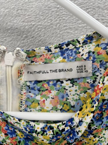 FAITHFULL the Brand Dress Womens Sz 2 Jeanette Floral Ruffle Mini - Picture 2 of 7