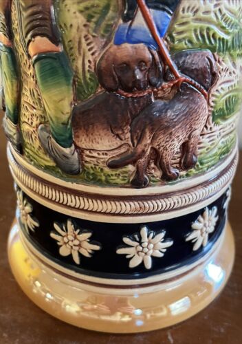 Original King 2 300 Large 20" Tall 4L Lidded Beer Stein West Germany Hunters Dog - Picture 23 of 24