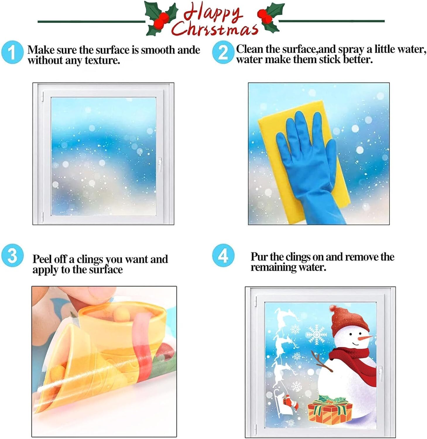 9 Sheets Reusable DoubleSided Christmas Window Stickers eBay
