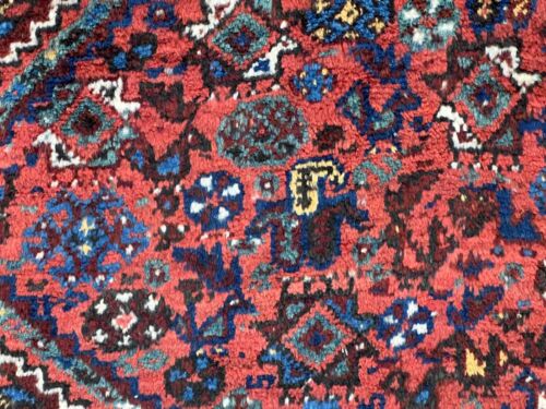 Hand Knotted Antique Qashqai Rust Blue Wool Tribal Oriental Area Rug 6'7" x 10' - Picture 9 of 16