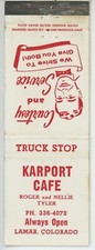 KARPORT CAFE ROGER and NELLIE TYLER Lamar Co Antq Matchbook Cover D-6