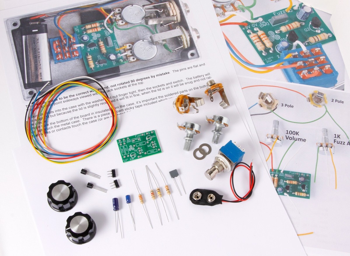New PCB Fuzz Face Clone Kit Budget Version Knobs Footswitch