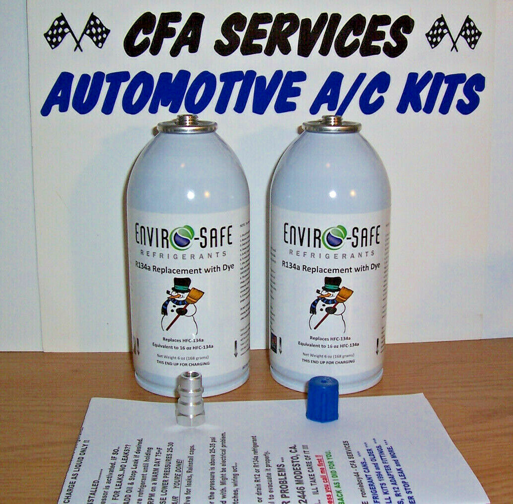 2 CANS ENVIRO REFRIGERANT REPLACEMENT + ADAPTER FITTING FITS 1994OLDER CARS eBay