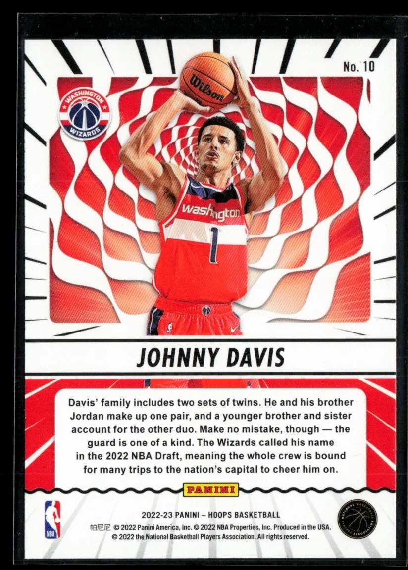 2022-23 NBA Hoops Class Action #10 Johnny Davis - Washington Wizards