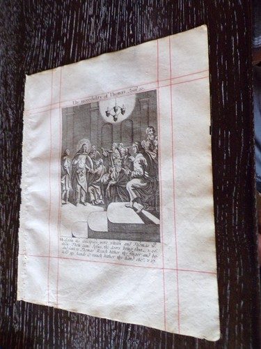 1683-KJV Bible Leaf-Engraved Copper Plate-John 20-"The Incredulity of Thomas" - Picture 2 of 3