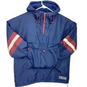 blue pullover windbreaker