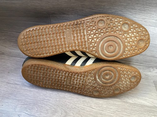 Vintage 80's Adidas Samba black leather low-top sneakers, Made in Germany US 13 - Picture 10 of 15