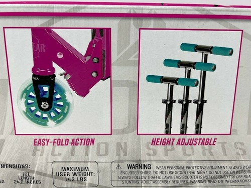 Madd Gear Rize 100 Light Up Folding Scooter Pink Teal Brand New Ages 3 and Up - Picture 4 of 5