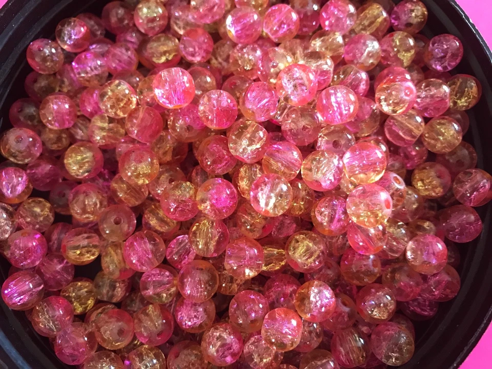 CUENTAS DE CRISTAL CRACKLE 8 MM SE VENDEN POR 5 HEBRAS O 500 CUENTAS SUELTAS  Foto 4 de 4