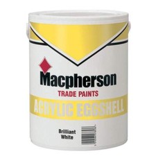 Macpherson Acrylic Eggshell Paint Brilliant White 1Litre Water- Based