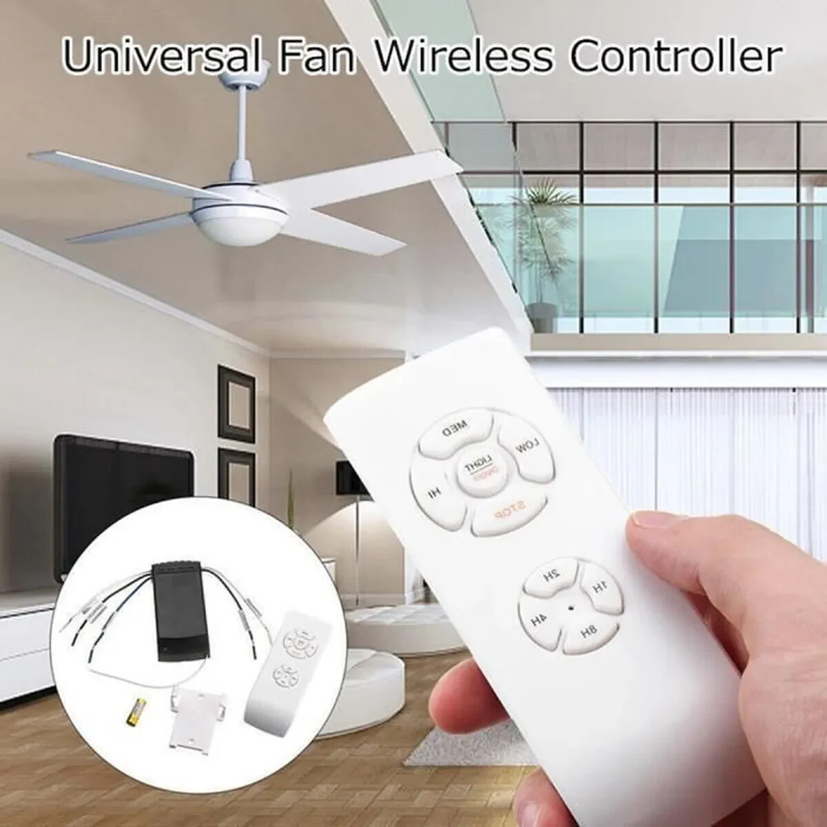 Télécommande universelle pour ventilateur de plafond kit blanc avec minuterie