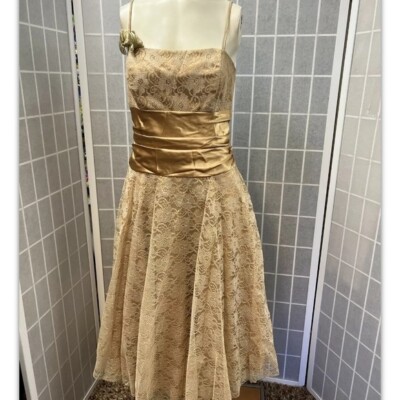 Masquerade, Woman,Dress Cocktail party, Gold, lace/satin,  zip,Sleeveless,Long.! | eBay