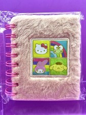 Sanrio Fuzzy Pink Spiral Mini Notebook with Hello Kitty, Keroppi, Melody  Pomp