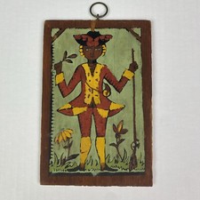 Vintage Wood Wall Decor Folk Art Wooden Wall Hanging Retro Tribal Painted Kitsch