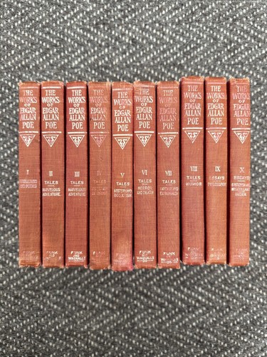 The Works of Edgar Allan Poe 1904 Cameo Edition 10 Vol Set Funk & Wagnall's VG