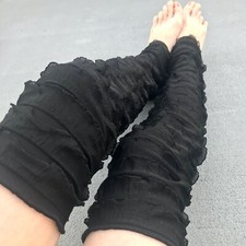 Black Mummy Leg Warmers Ruffle Pirate Knee Socks Thigh Highs Halloween Costume