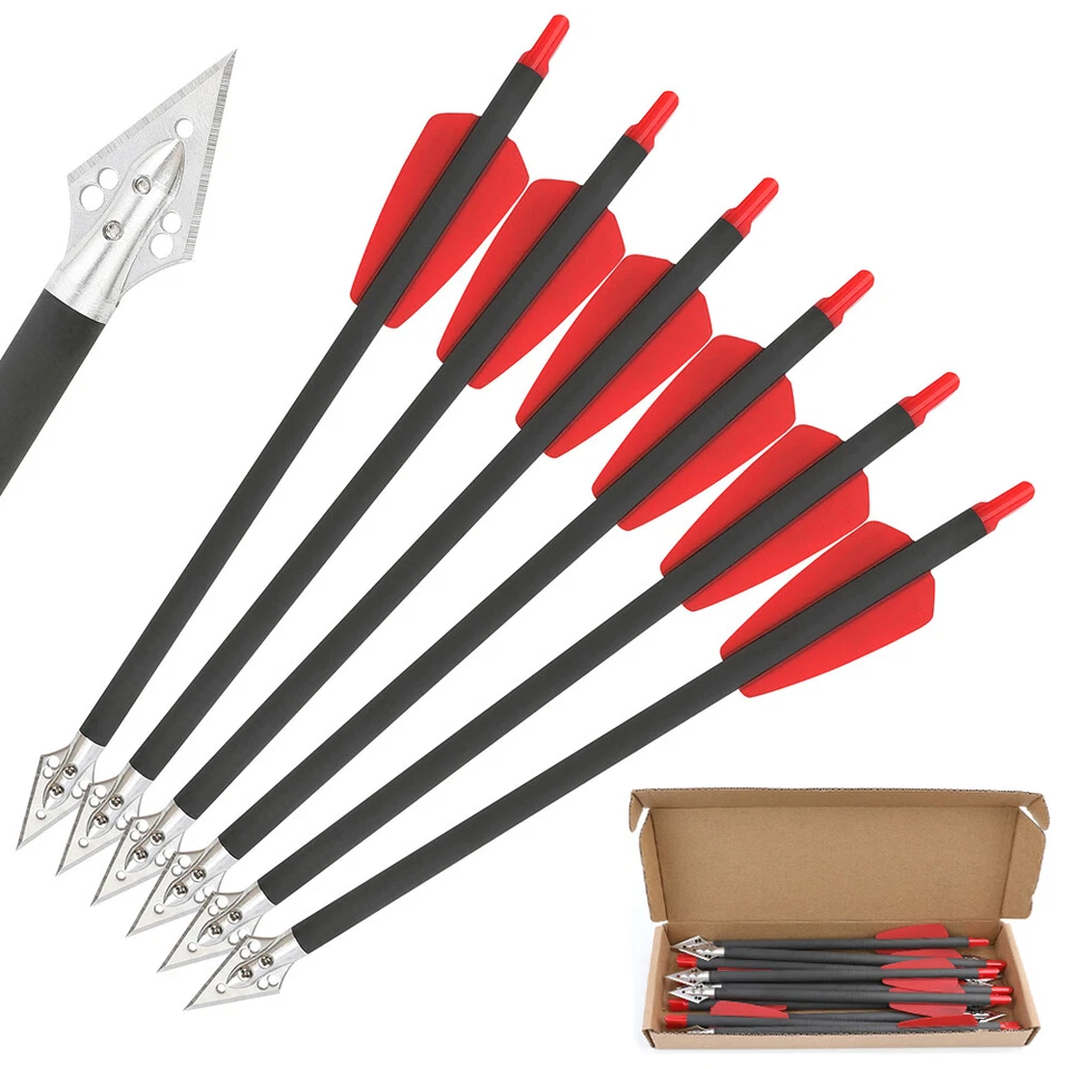 7in Crossbow Bolts Carbon Arrows Hunting Blade Arrowheads 2" Vanes Archery Shoot - Image 2 of 4