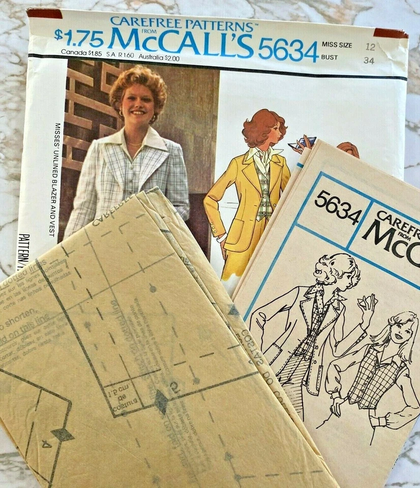 1970's VINTAGE SEWING PATTERN McCALL'S Jacket Vest Misses Size 12 Bust 34 UNCUT - Image 2 of 4