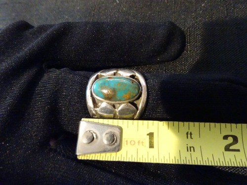 #663-STERLING SILVER KINGMAN TURQUOISE RING-925-SIZE 11.5 - Picture 9 of 16